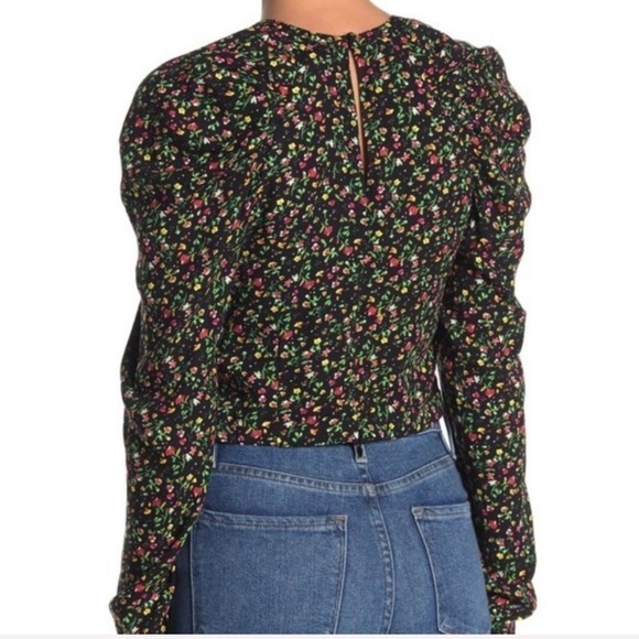 AFRM NEW Floral Print Puff Sleeve Crop Blouse M - Picture 2 of 11